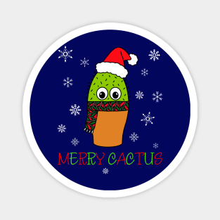 Merry Cactus - Cute Cactus With Christmas Scarf Magnet